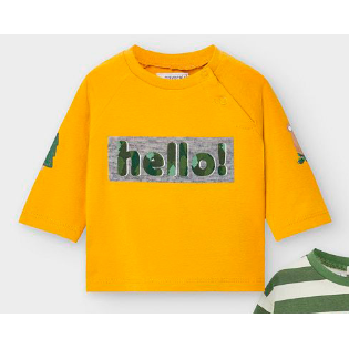 Mayoral Long Sleeve Mustard Camo Hello Tee Baby Boy-MAYORAL-Little Giant Kidz