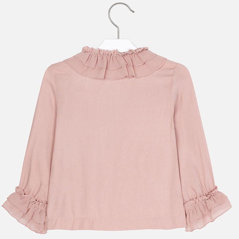 Mayoral Pink Blouse with Chiffon Neck-MAYORAL-Little Giant Kidz