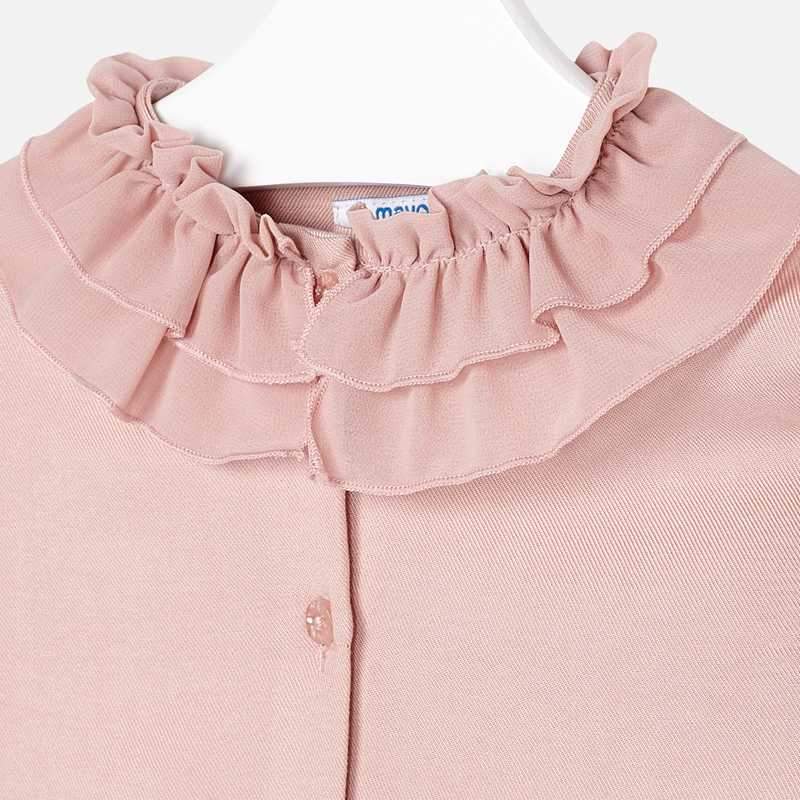 Mayoral Pink Blouse with Chiffon Neck-MAYORAL-Little Giant Kidz