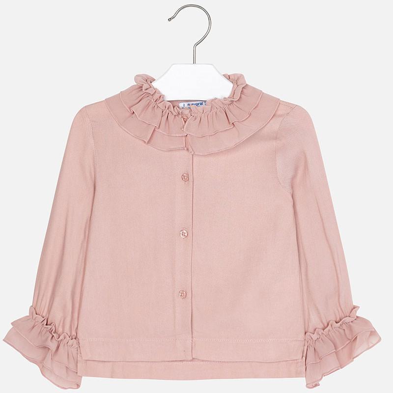 Mayoral Pink Blouse with Chiffon Neck-MAYORAL-Little Giant Kidz