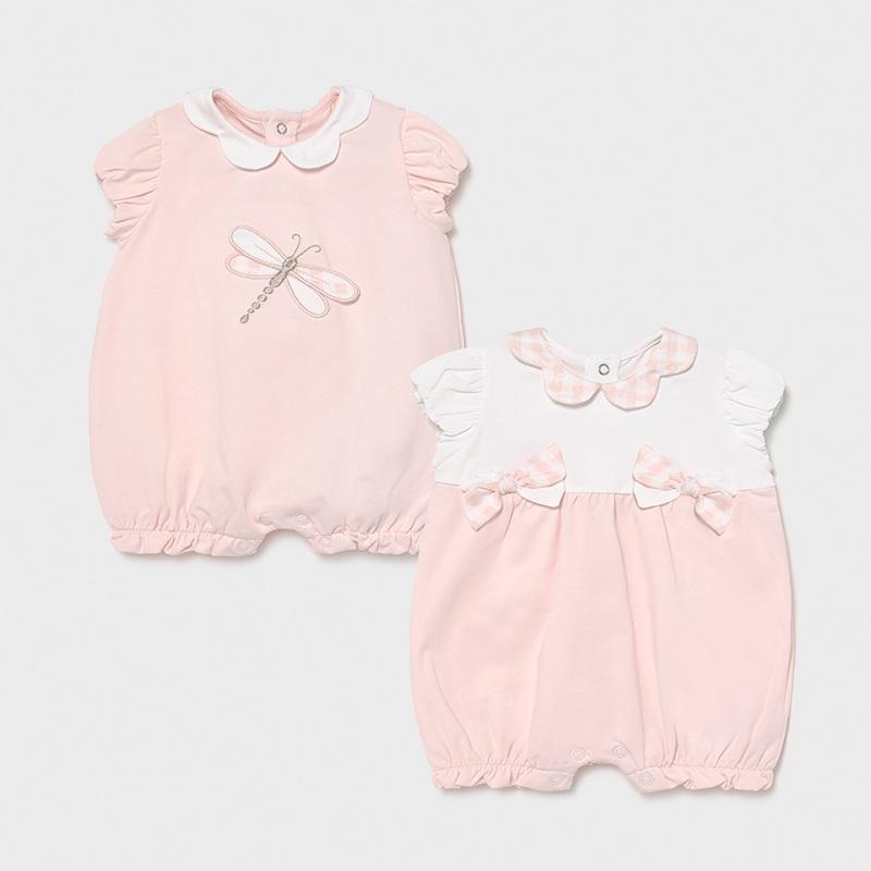 Mayoral Short Romper Onesie Baby Girl - Baby Pink-MAYORAL-Little Giant Kidz