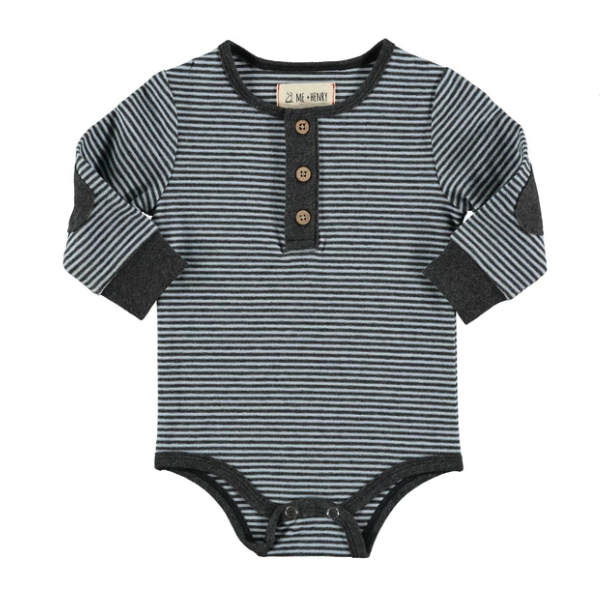 Me & Henry Blue Stripe Henley Onesie-ME & HENRY-Little Giant Kidz