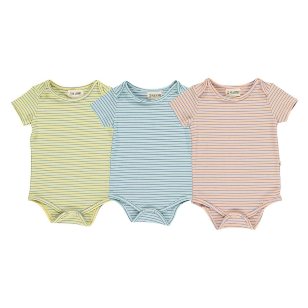 Me + Henry Walty Stripe Cotton Short Sleeve Onesie-ME & HENRY-Little Giant Kidz