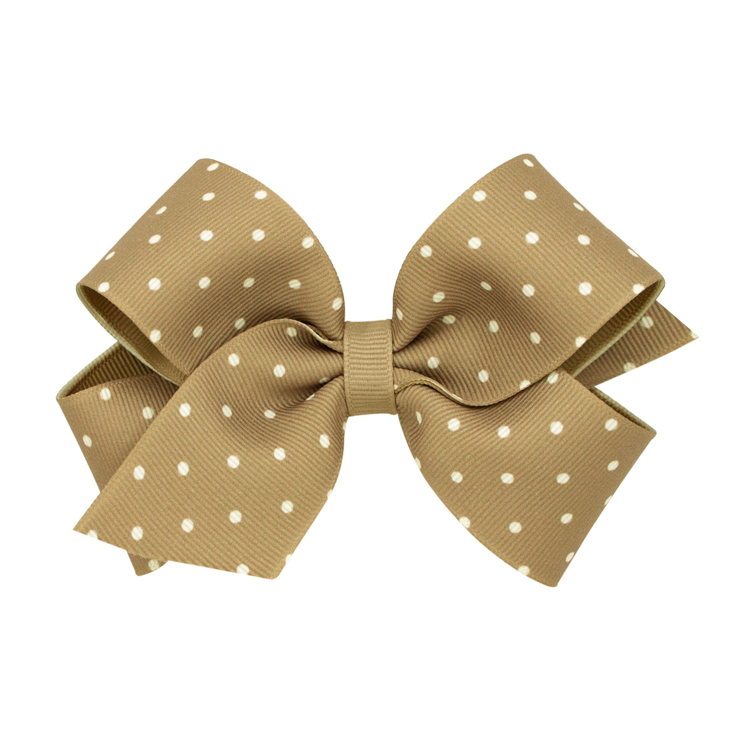 Medium Tiny Dot Grosgrain Overlay Bow-WEE ONES-Little Giant Kidz