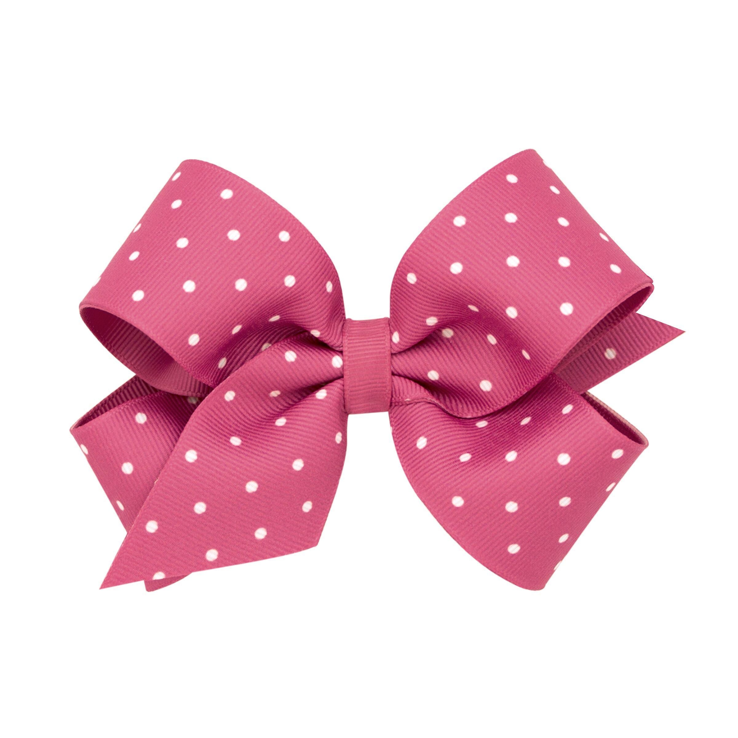 Medium Tiny Dot Grosgrain Overlay Bow-WEE ONES-Little Giant Kidz