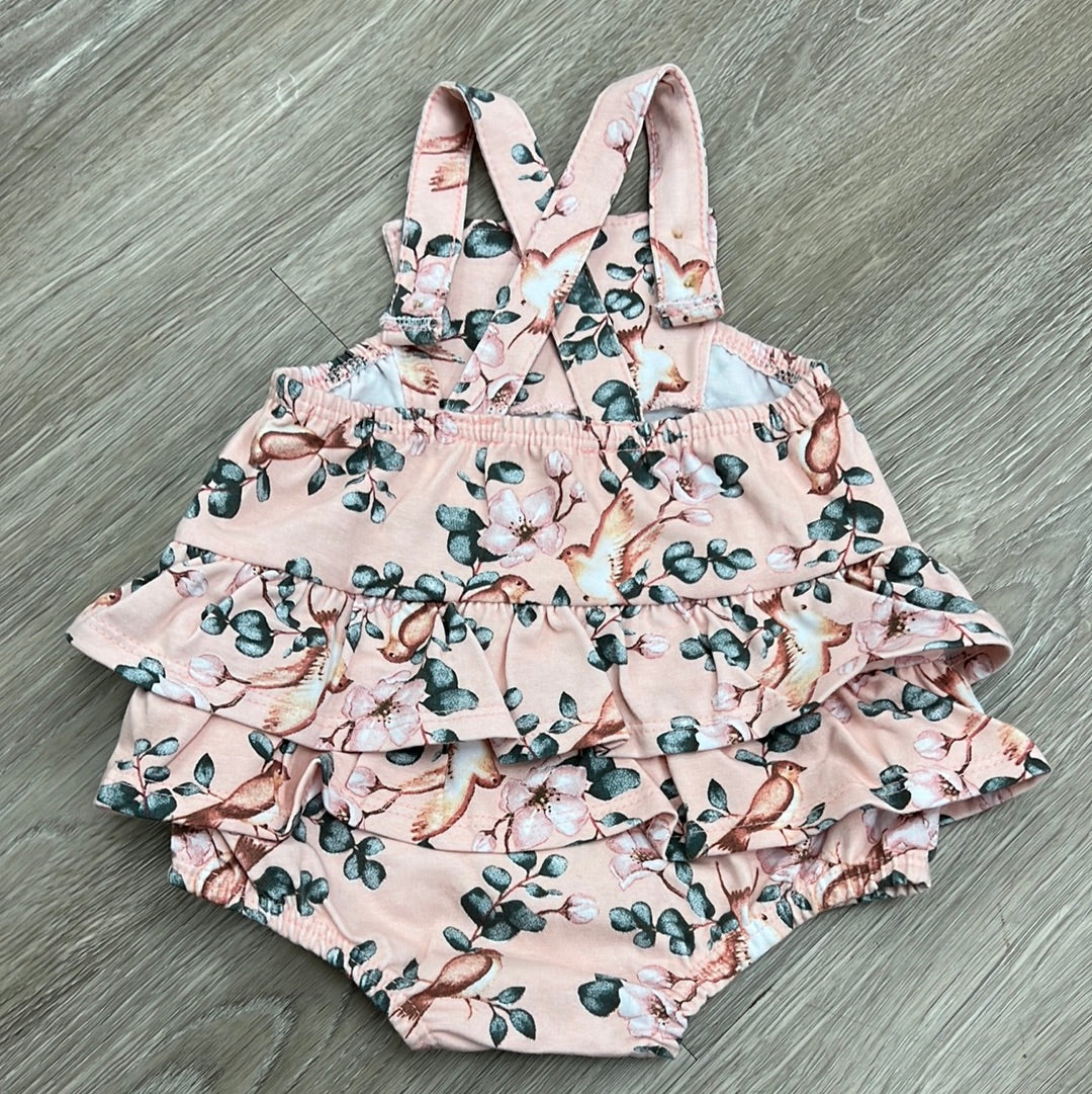 Milon Blush Pink Ruffle Bird Criss-Cross Romper-MILON-Little Giant Kidz