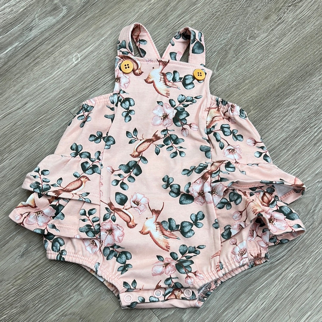 Milon Blush Pink Ruffle Bird Criss-Cross Romper-MILON-Little Giant Kidz