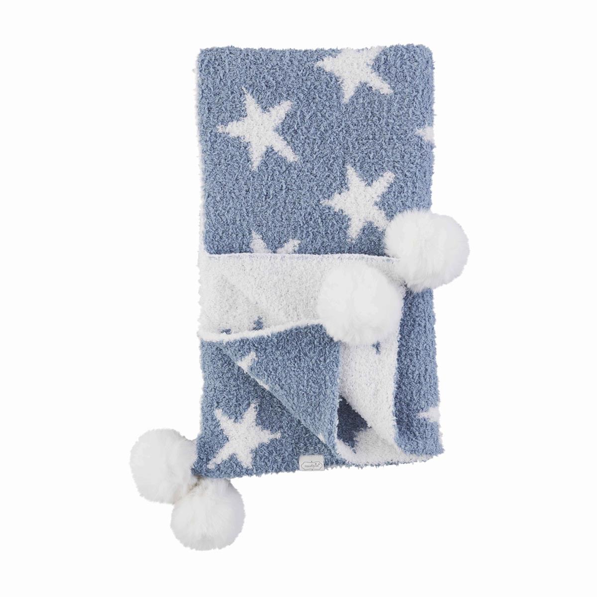 Mud Pie Blue Star Chenille Baby Blanket