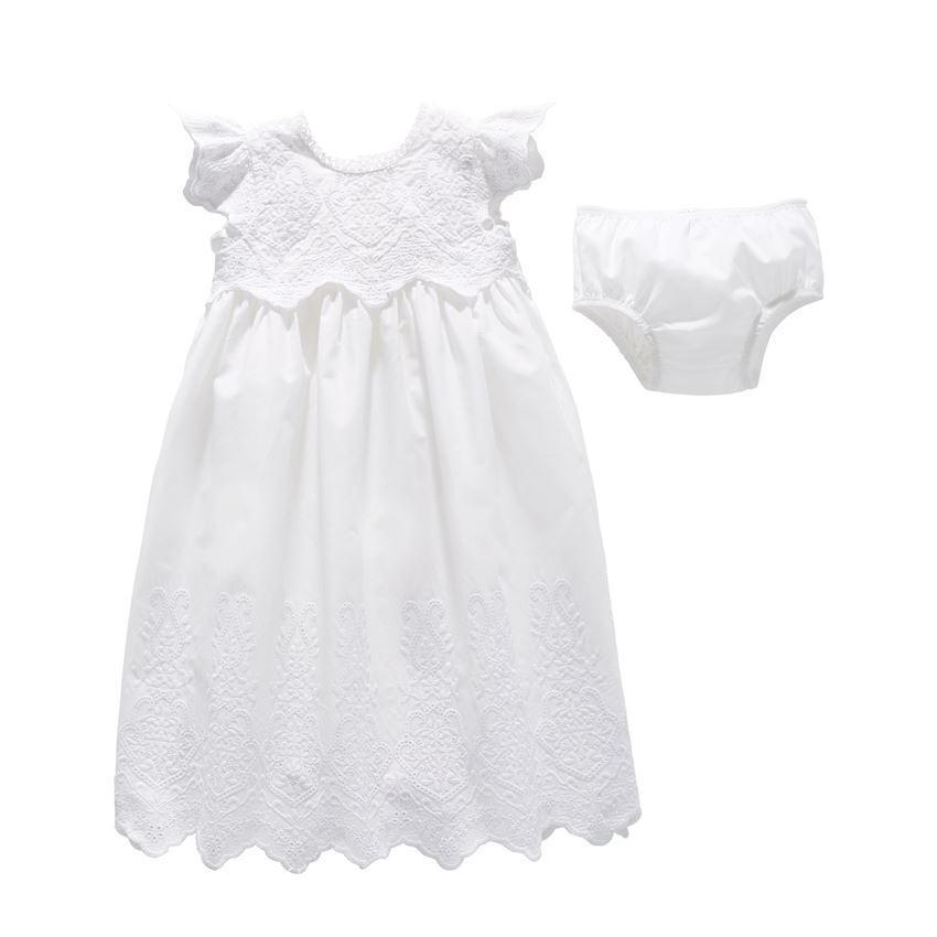 Mud Pie Eyelet Christening Gown Set-MUD PIE-Little Giant Kidz