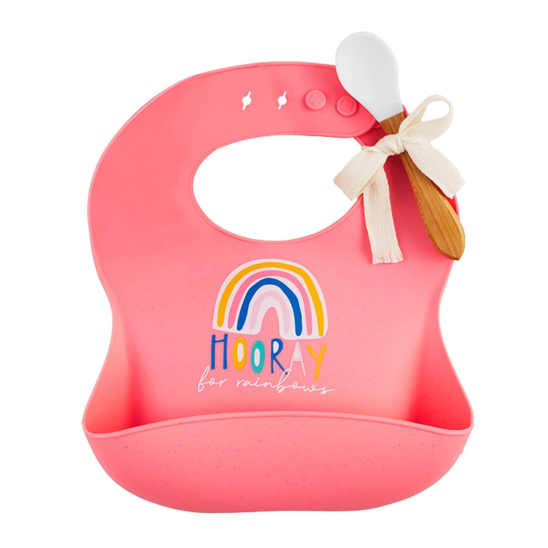 Mud Pie Girl Silicone Bib and Spoon Set-MUD PIE-Little Giant Kidz