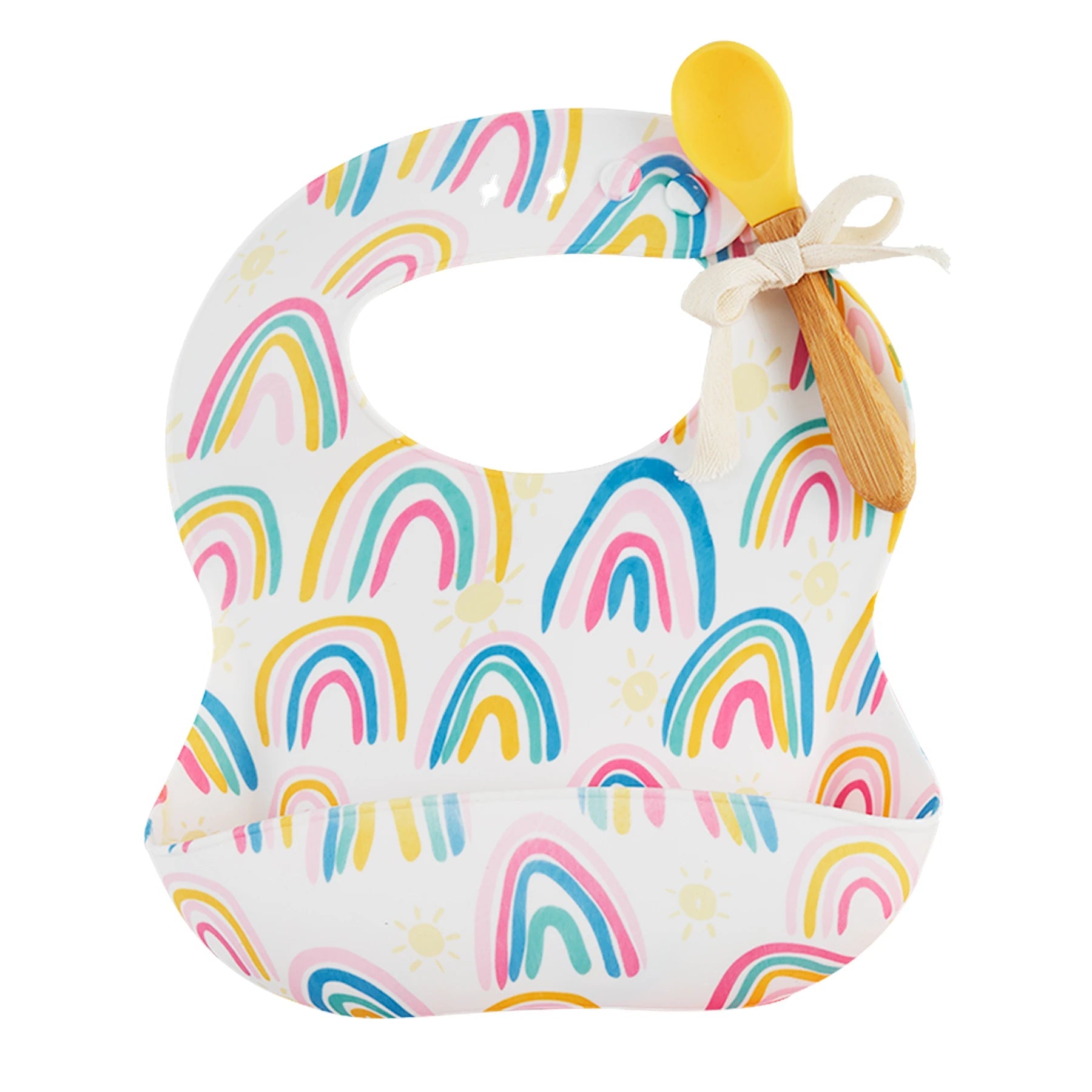 Mud Pie Girl Silicone Bib and Spoon Set-MUD PIE-Little Giant Kidz