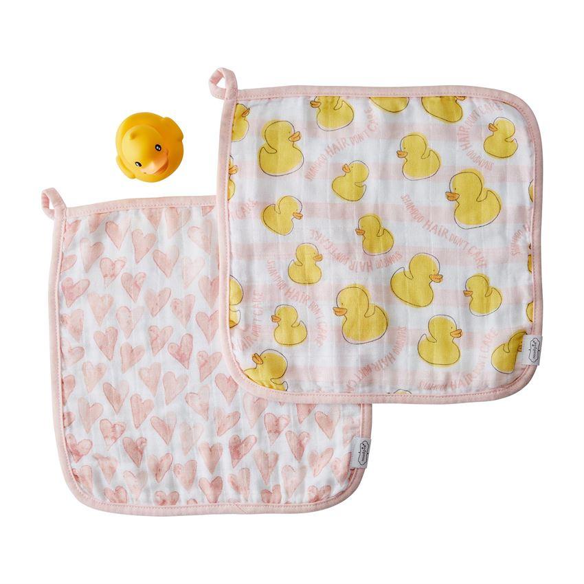 Mud Pie Muslin Washcloth & Rubber Ducky Set-MUD PIE-Little Giant Kidz