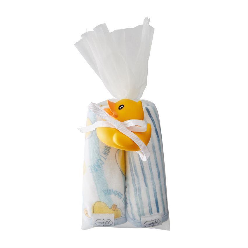 Mud Pie Muslin Washcloth & Rubber Ducky Set-MUD PIE-Little Giant Kidz