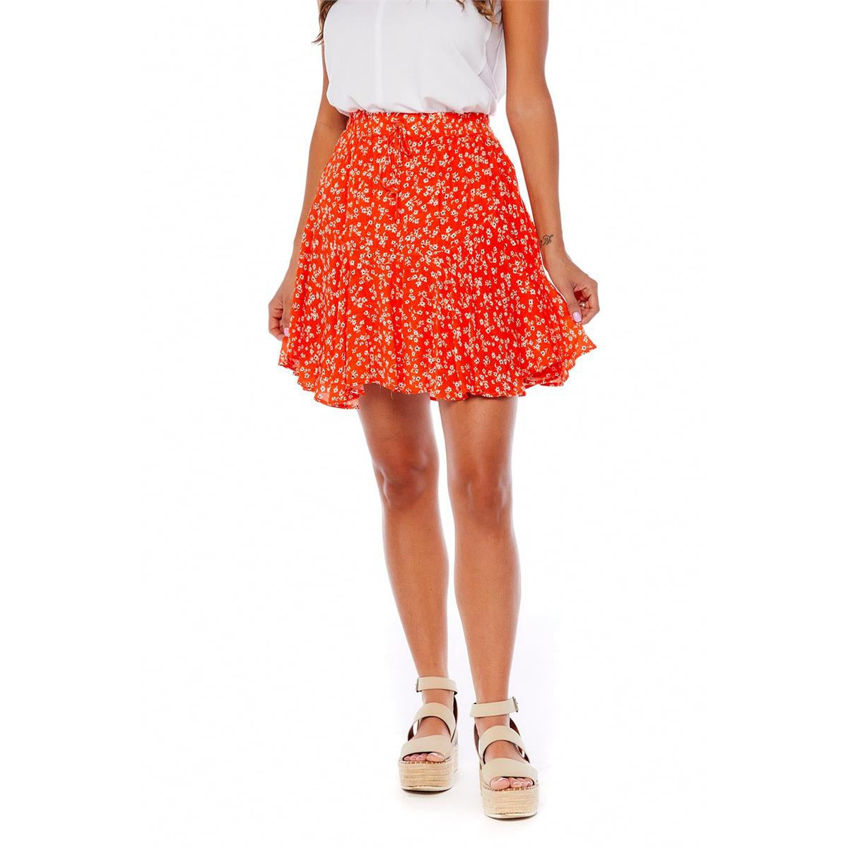 Mud Pie Red Floral Kai Flounce Skirt-MUD PIE-Little Giant Kidz