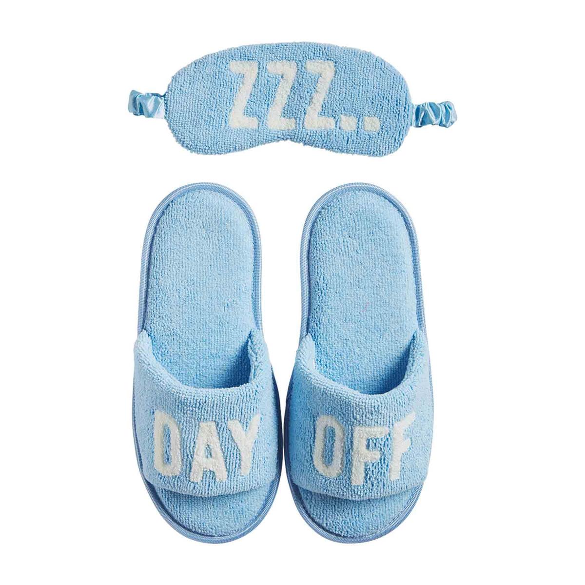 Mud Pie Slipper & Sleep Mask Set - Blue-MUD PIE-Little Giant Kidz