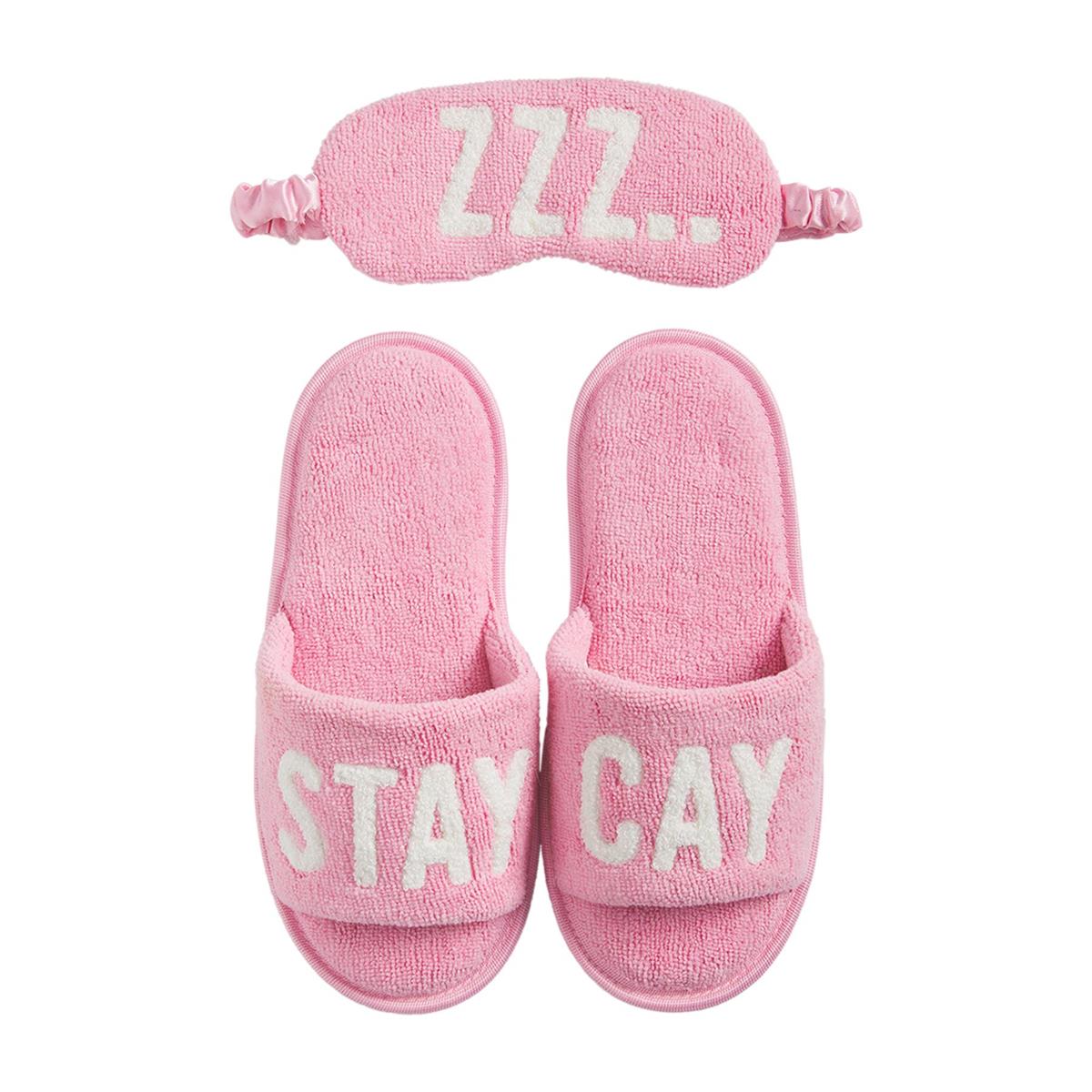 Mud Pie Slipper & Sleep Mask Set - Pink-MUD PIE-Little Giant Kidz