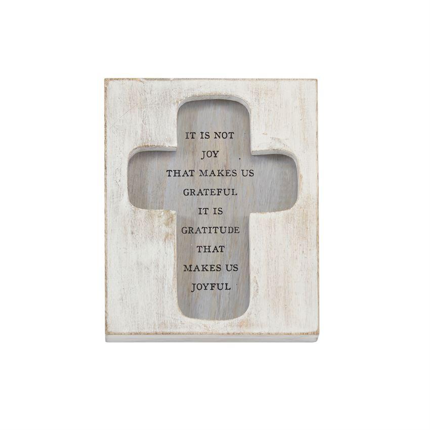 Mud Pie Washed Mango Wood Sentiment Recessed Cross Plaque-MUD PIE-Little Giant Kidz