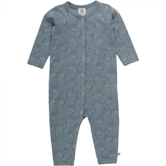 Müsli Wolf Printed Long Sleeve Baby Romper-Müsli Green Cotton Group-Little Giant Kidz