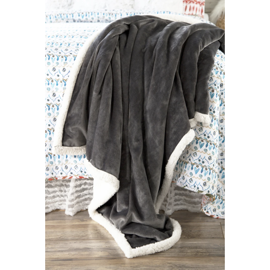 North End Grey Sherpa Plush Throw-CARSTENS-Little Giant Kidz