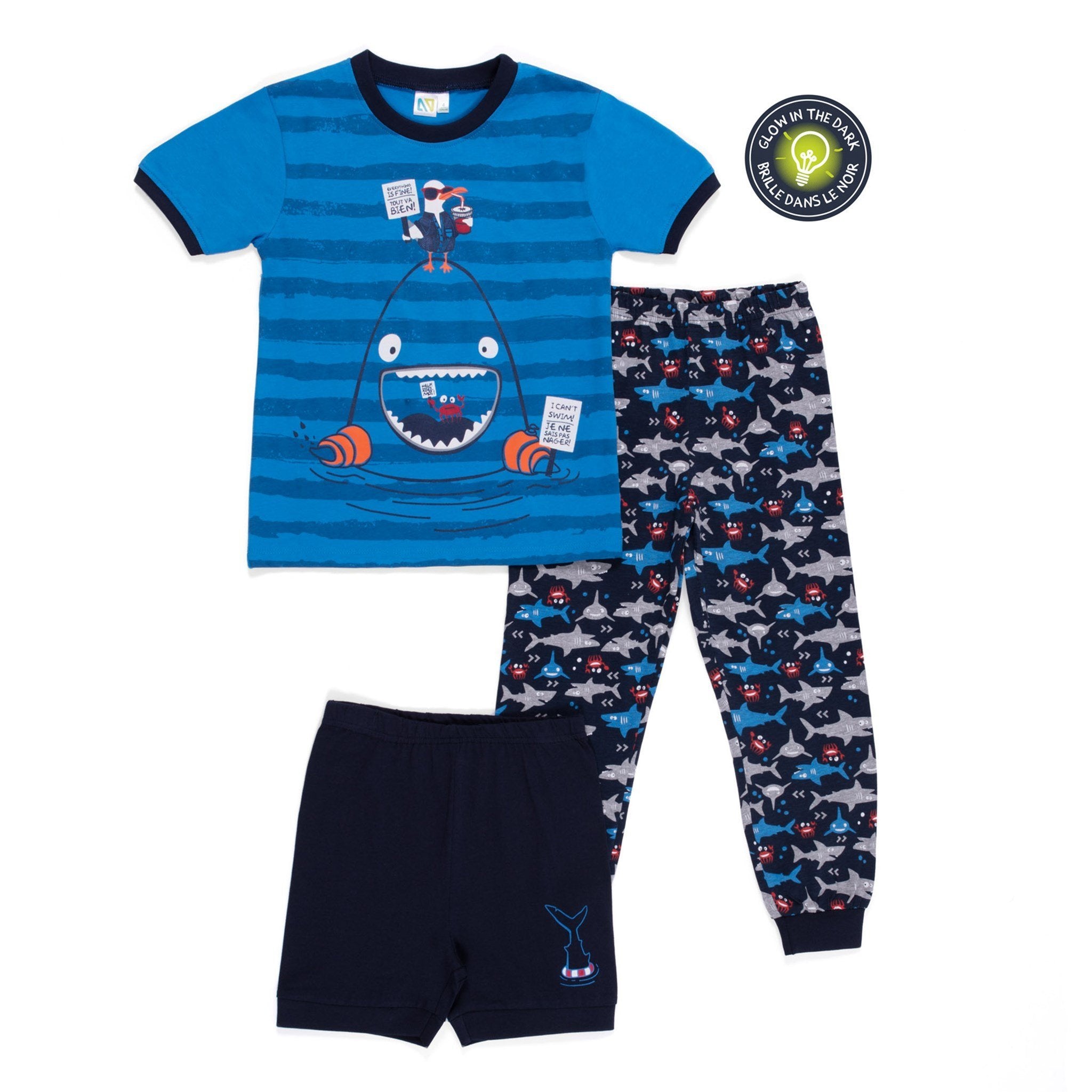 Noruk Glow in the Dark Pajama 3pc Set - Shark-NORUK-Little Giant Kidz