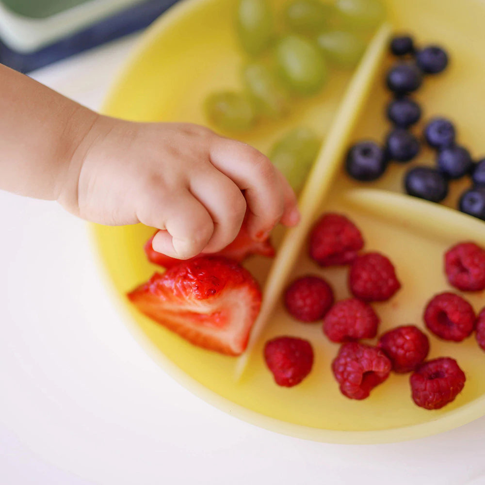 Ola Baby Silicone Divided Suction Plate - Lemon-OLA BABY-Little Giant Kidz