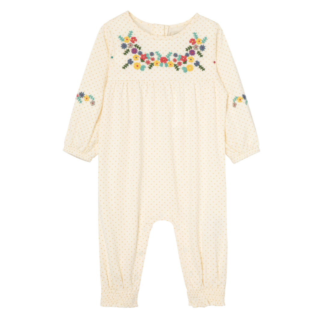 Peek Kids Dots & Flowers Coverall- Off White-Peek Clothing-Little Giant Kidz