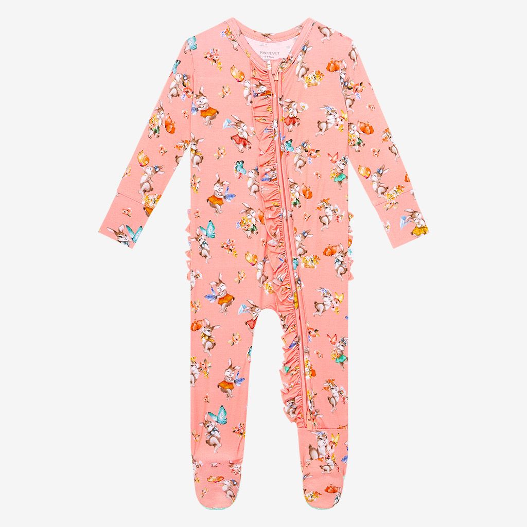 Posh Peanut Betty Footie Ruffled Zippered One Piece-POSH PEANUT-Little Giant Kidz