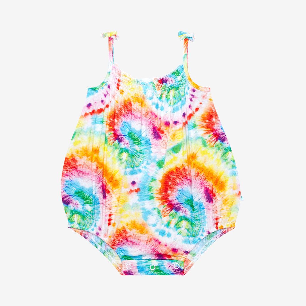 Posh Peanut Totally Tie Dye Spaghetti Strap Bubble Romper-POSH PEANUT-Little Giant Kidz