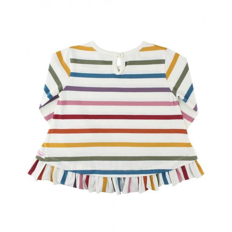 RuffleButts Harvest Rainbow Stripe Ruffle Hem Top-RUFFLEBUTTS-Little Giant Kidz