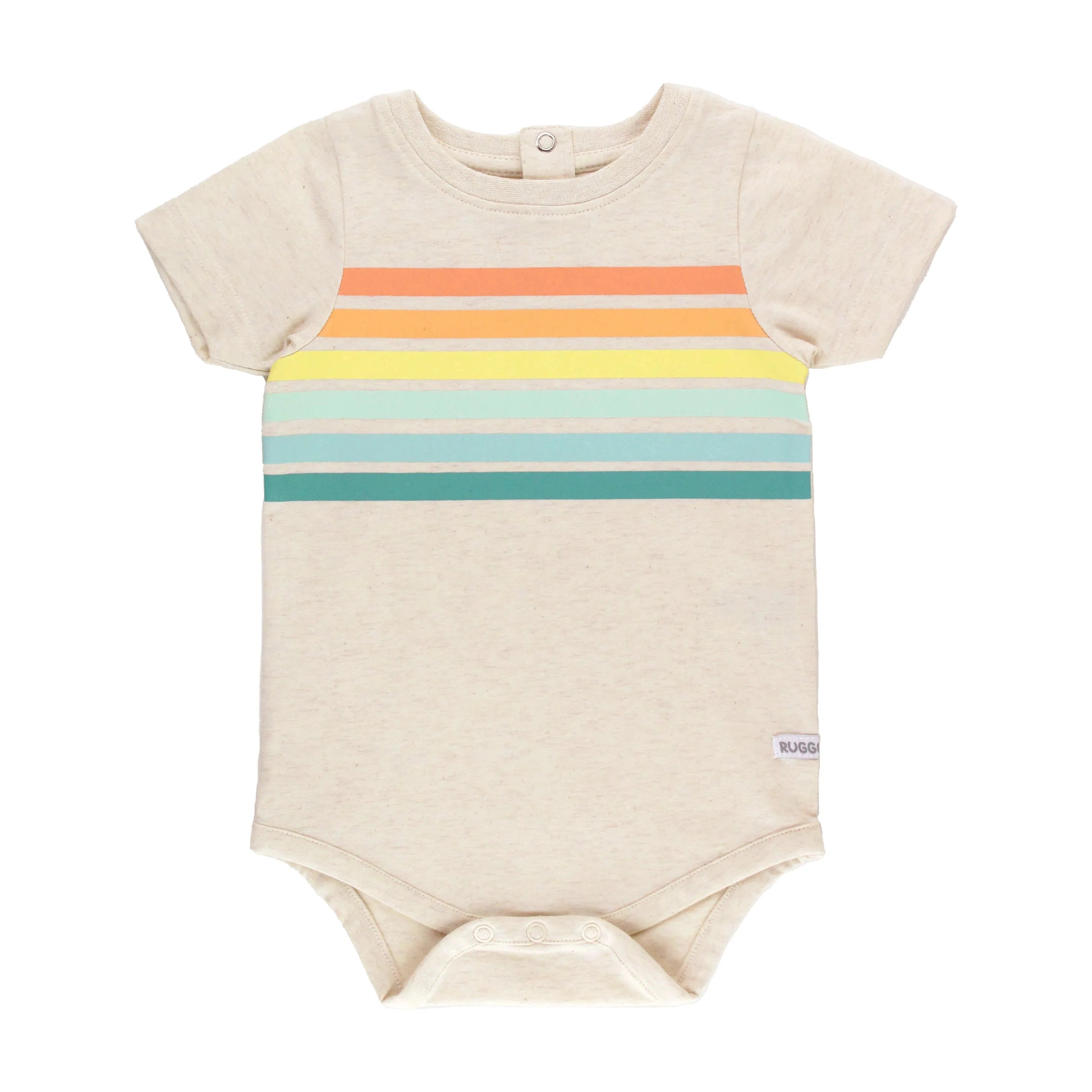 RuggedButts Good Vibes Stripe Short Sleeve Bodysuit-RUGGEDBUTTS-Little Giant Kidz