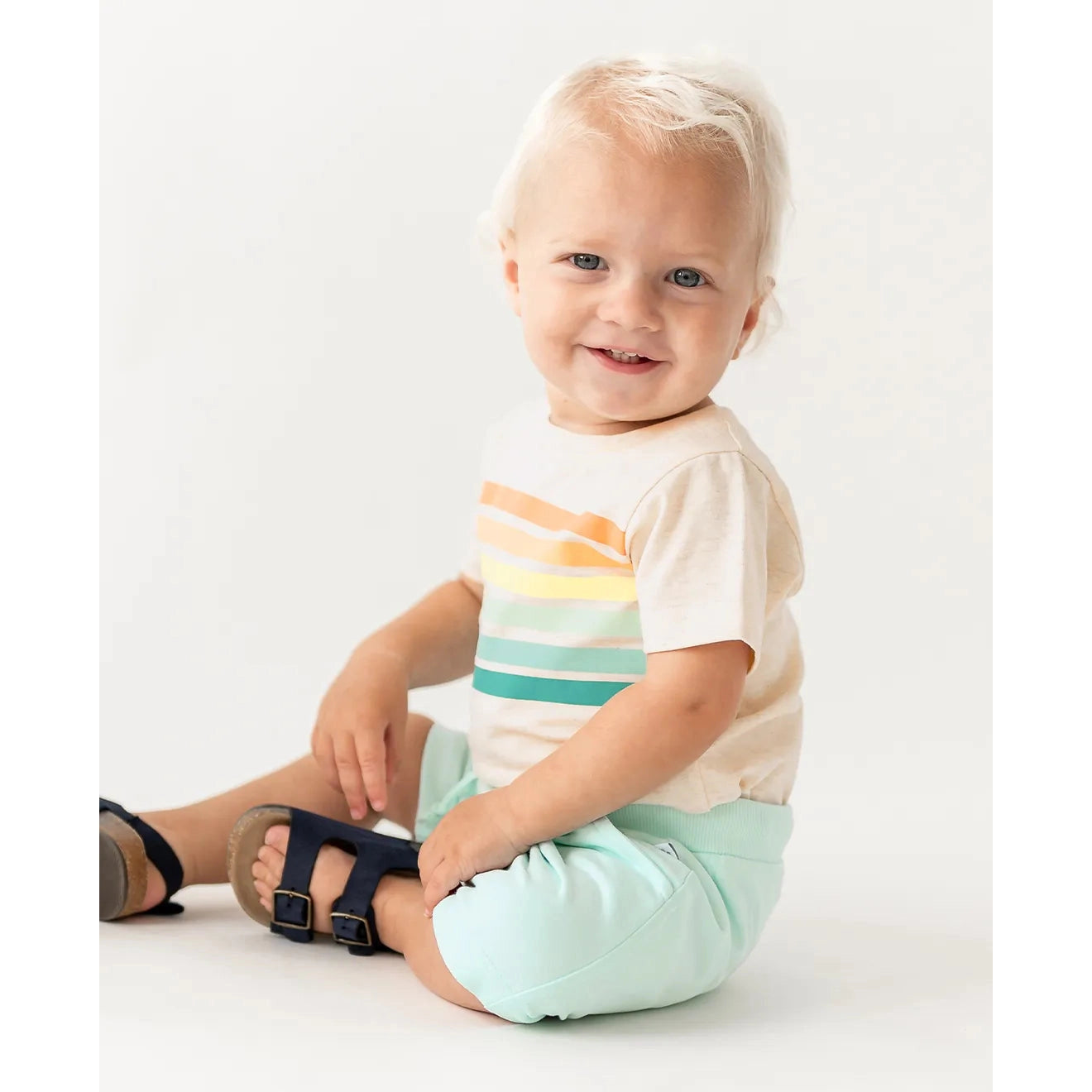 RuggedButts Good Vibes Stripe Short Sleeve Bodysuit-RUGGEDBUTTS-Little Giant Kidz