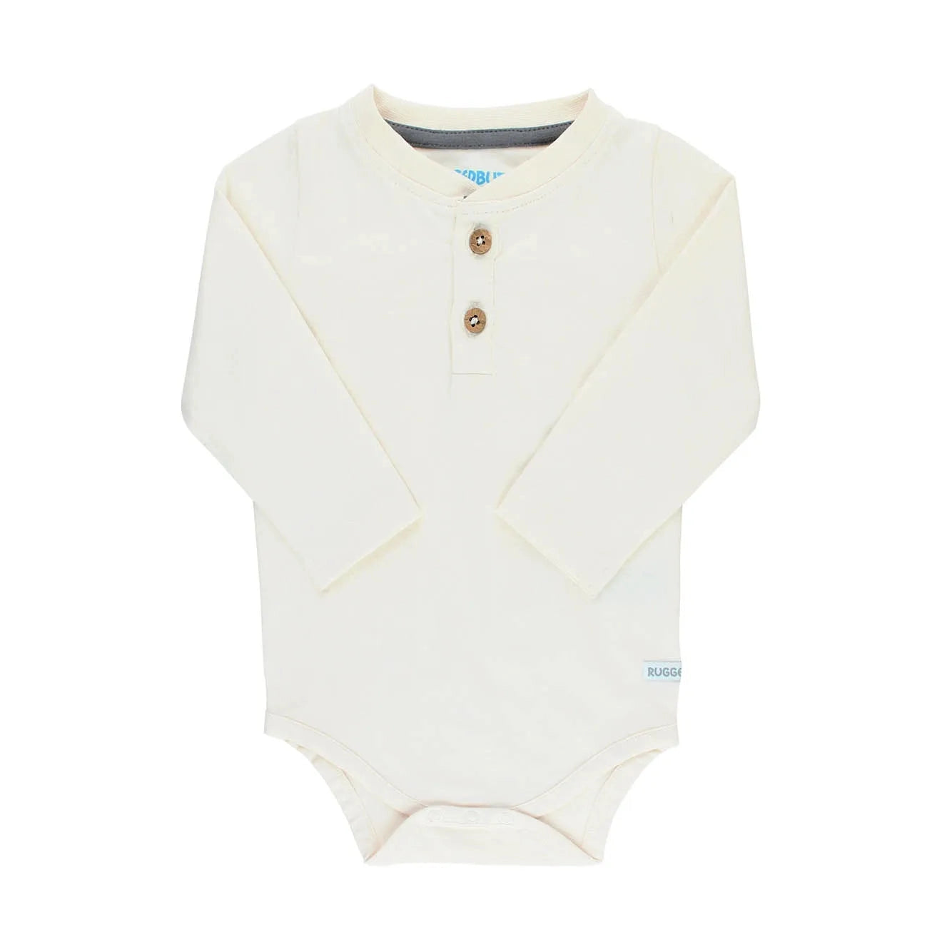 RuggedButts Ivory Classic Henley Knit Bodysuit-RUGGEDBUTTS-Little Giant Kidz