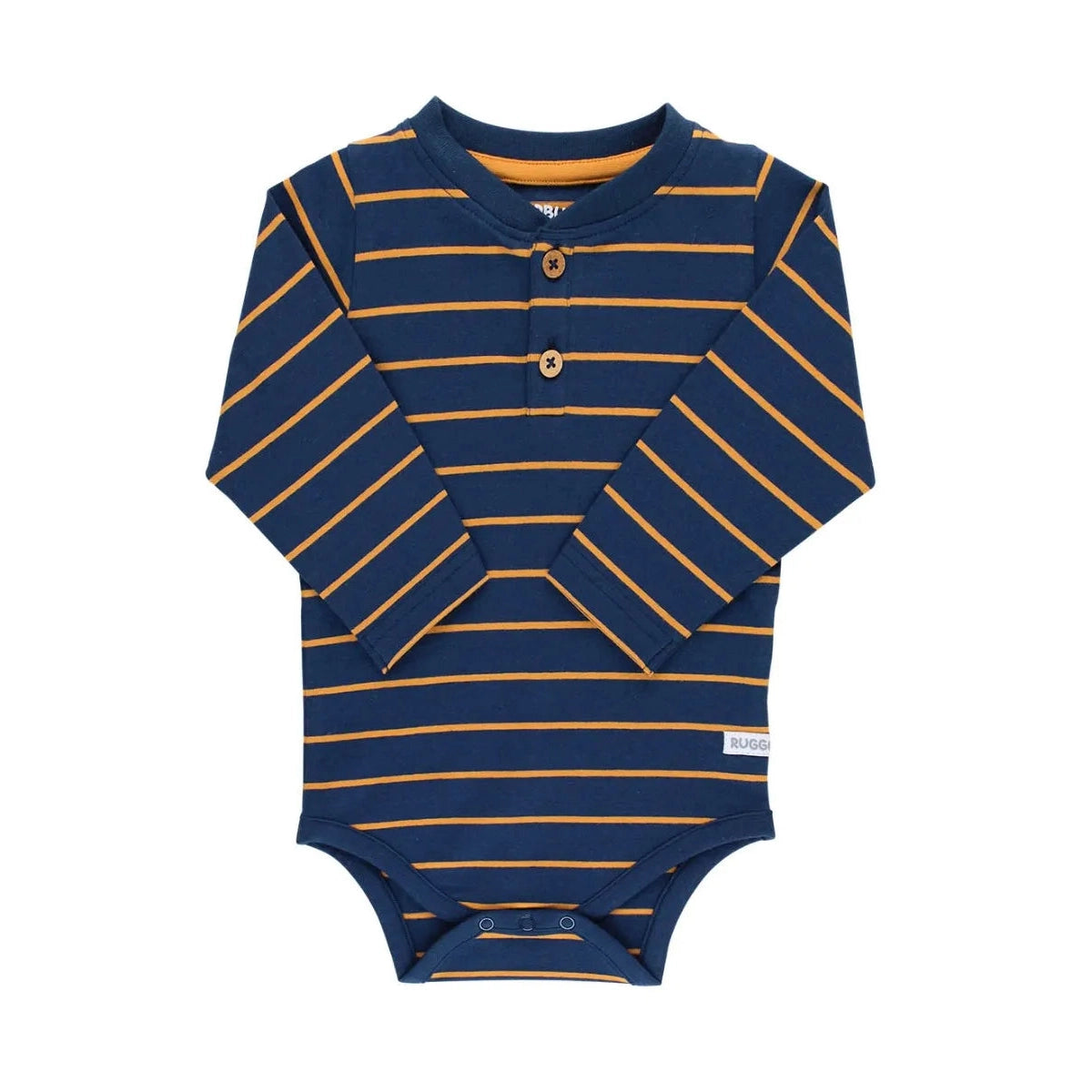 RuggedButts Navy & Honey Stripe Henley Bodysuit-RUGGEDBUTTS-Little Giant Kidz