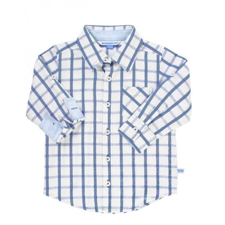 Ruggedbutts Blue Windowpane Button Down Shirt-RUGGEDBUTTS-Little Giant Kidz