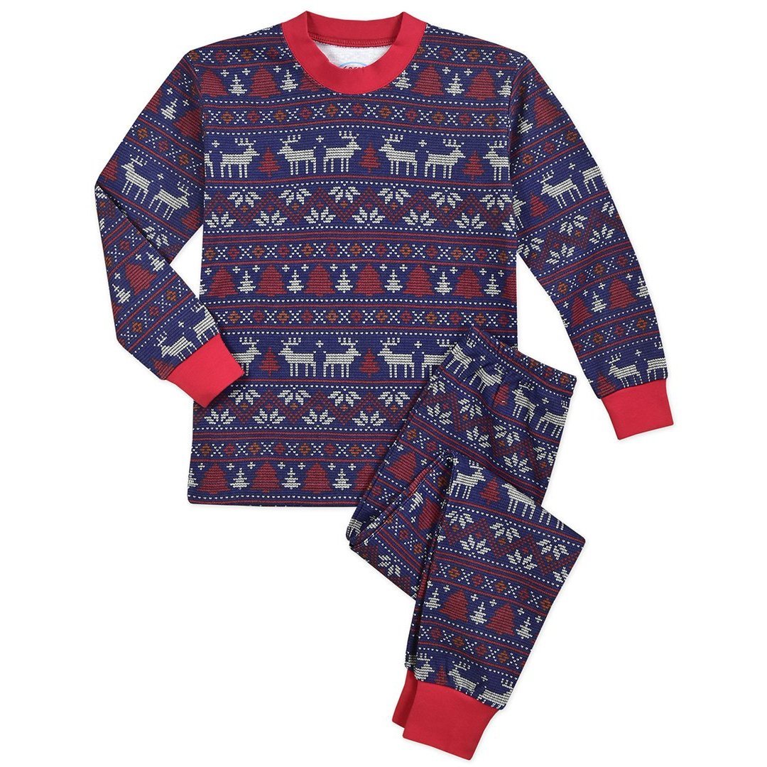 Sara's Prints Fair Isle Super Soft Classic Long Sleeve Pajama Set-SARA'S PRINTS-Little Giant Kidz