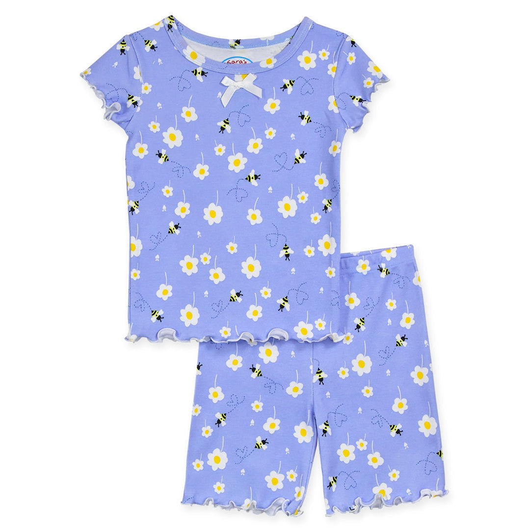 Sara's Prints Happy Bees Short Pajama Set - Periwinkle-SARA'S PRINTS-Little Giant Kidz