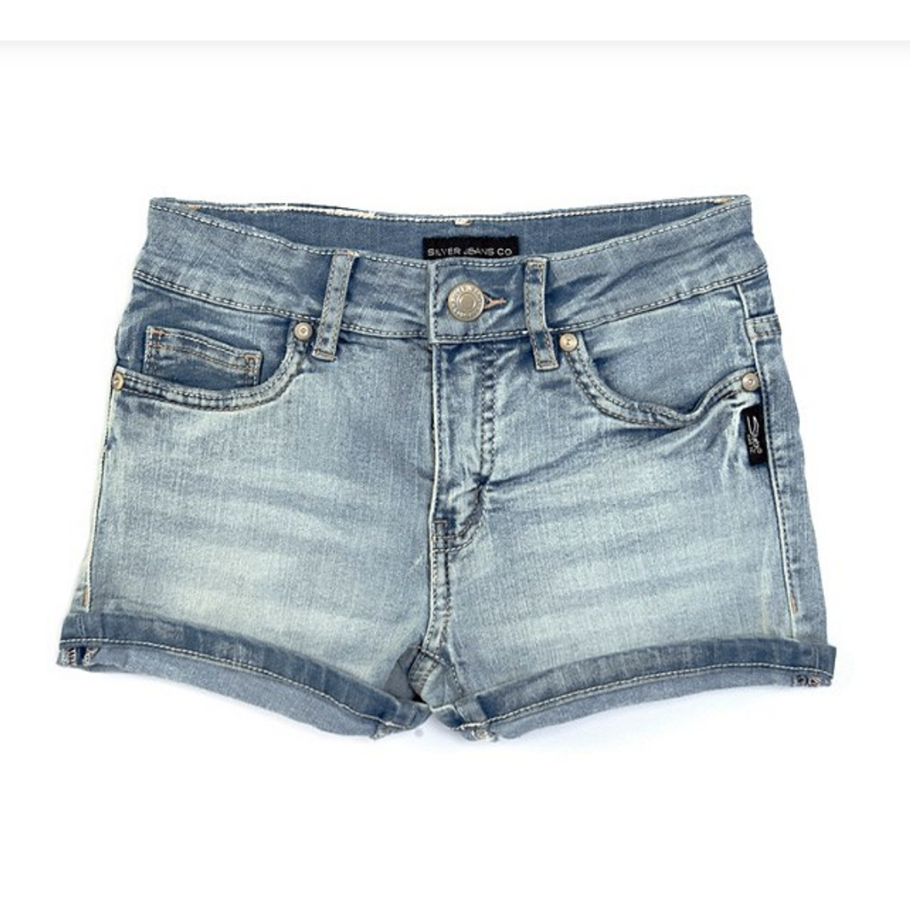 Silver Jeans Lacy Mid Rise Medium Wash Girls Denim Shorts