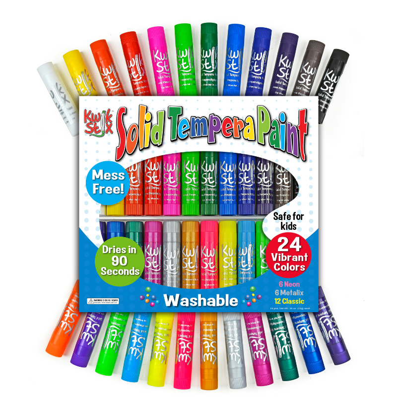 Washable 2 PACKS 48 Tempera Paint Sticks Glitter & Solid Colors