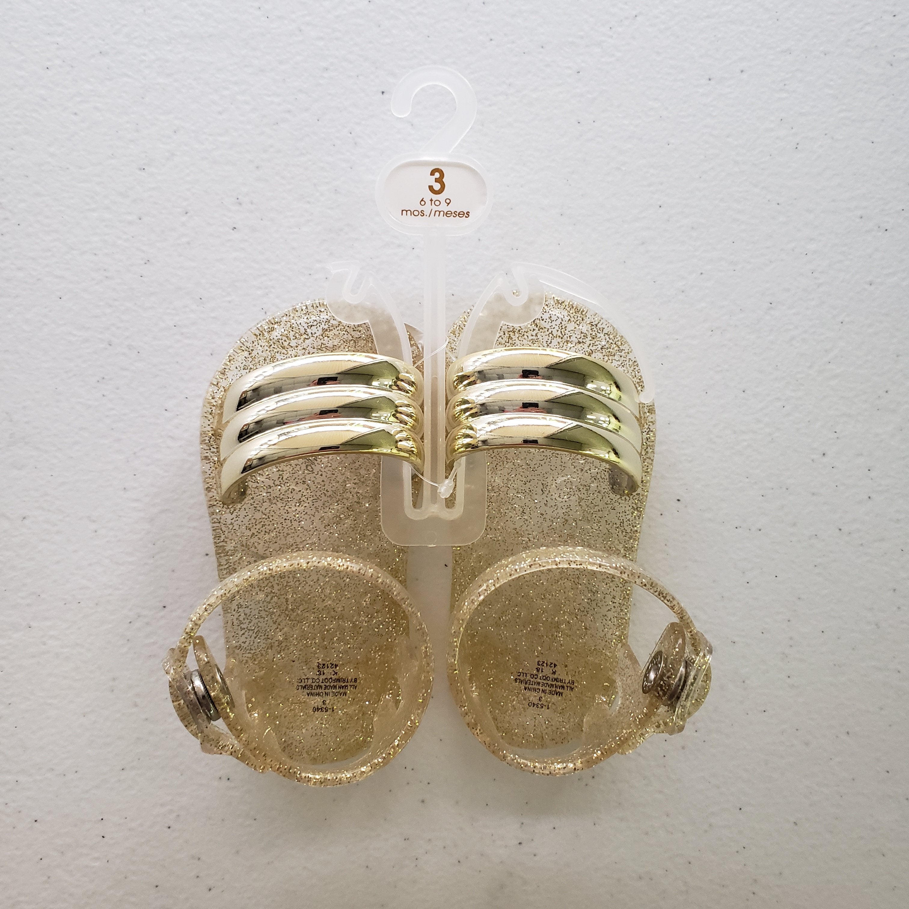 Trimfoot Champagne Gold Metallic Double Banded Jelly Sandal Champag-TRIMFOOT-Little Giant Kidz