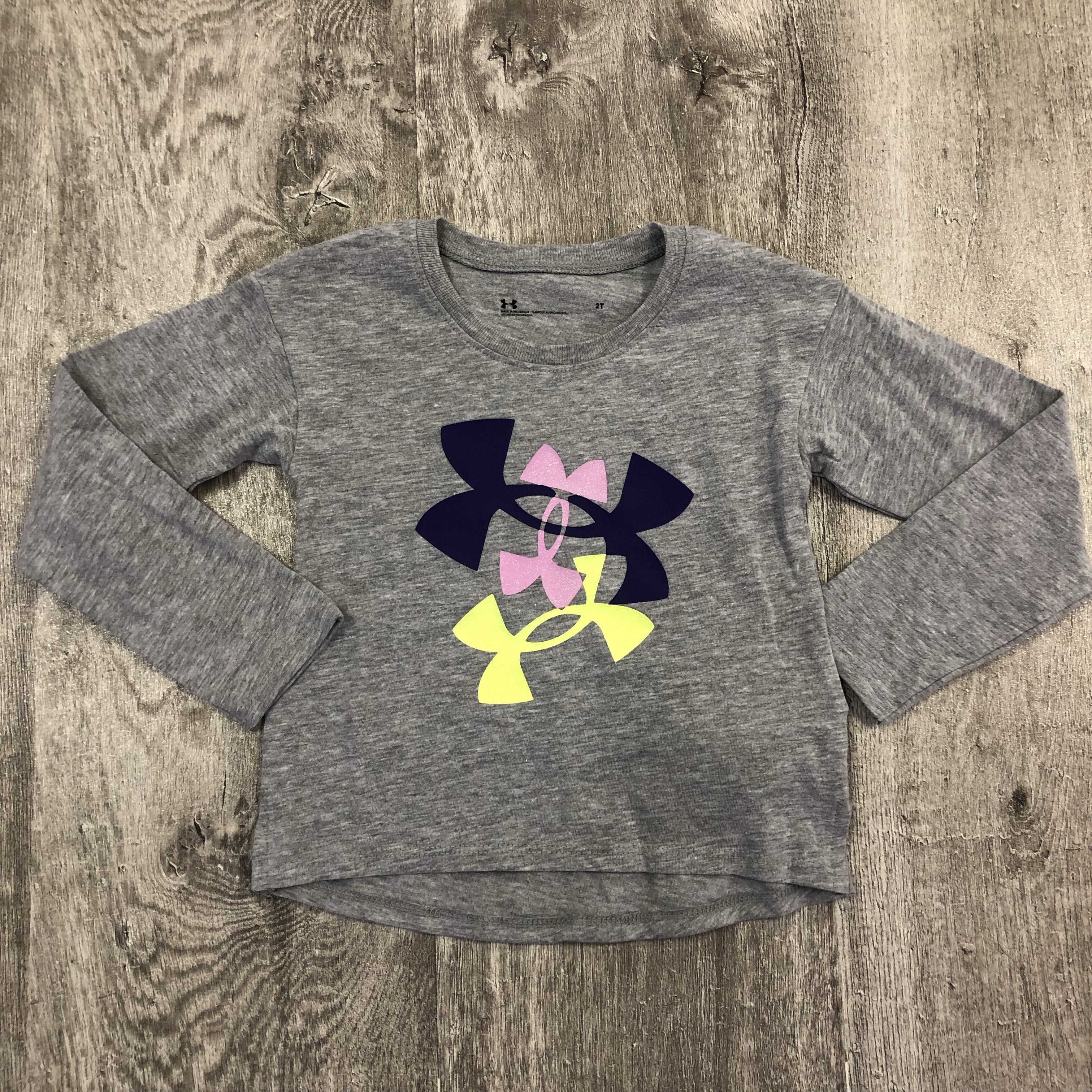 Under Armour Girl's Logo Shuffle Long Sleeve - Mod Gray-UNDER ARMOUR-Little Giant Kidz