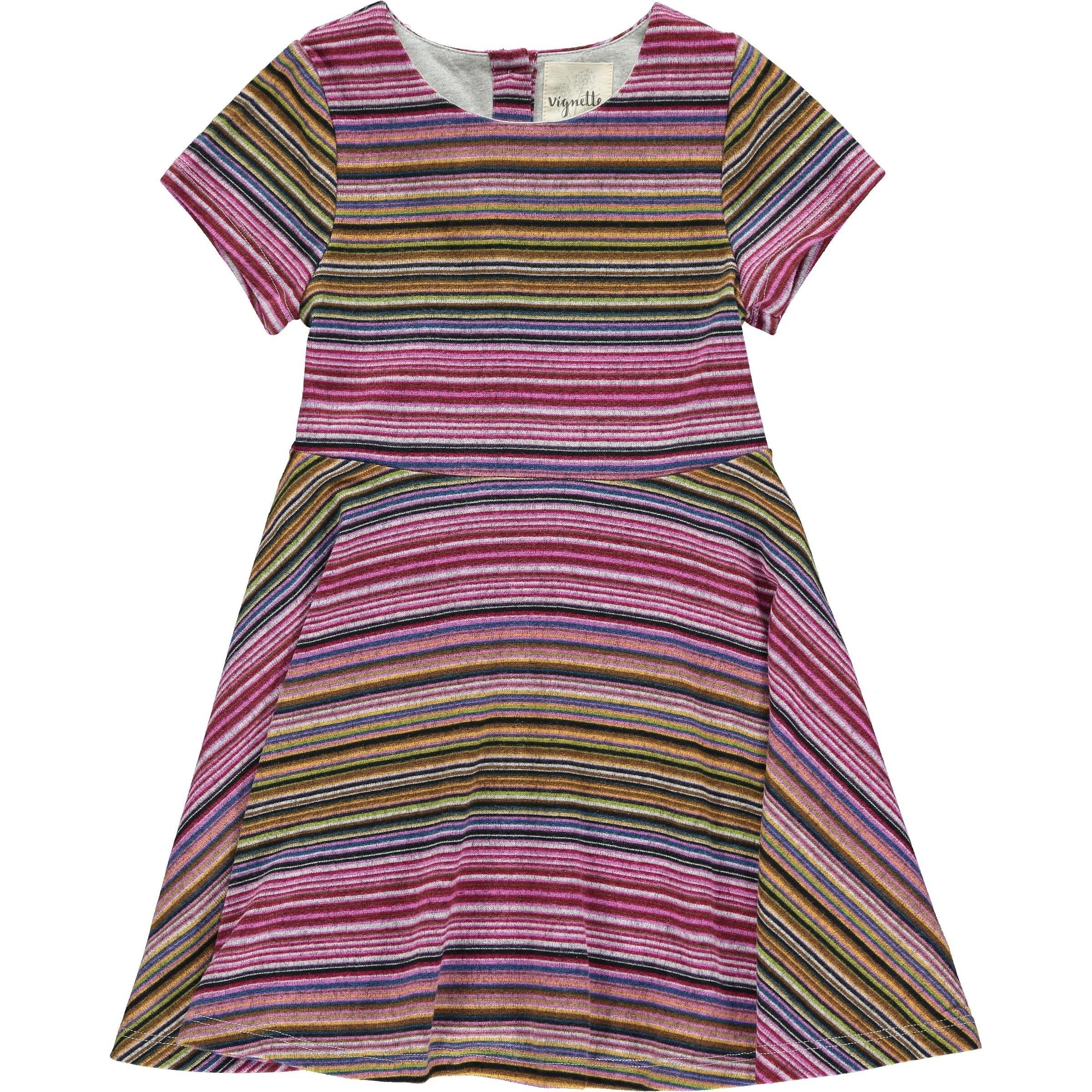 Vignette Women's Kristin Dress - Plum Multi-Stripe-VIGNETTE-Little Giant Kidz