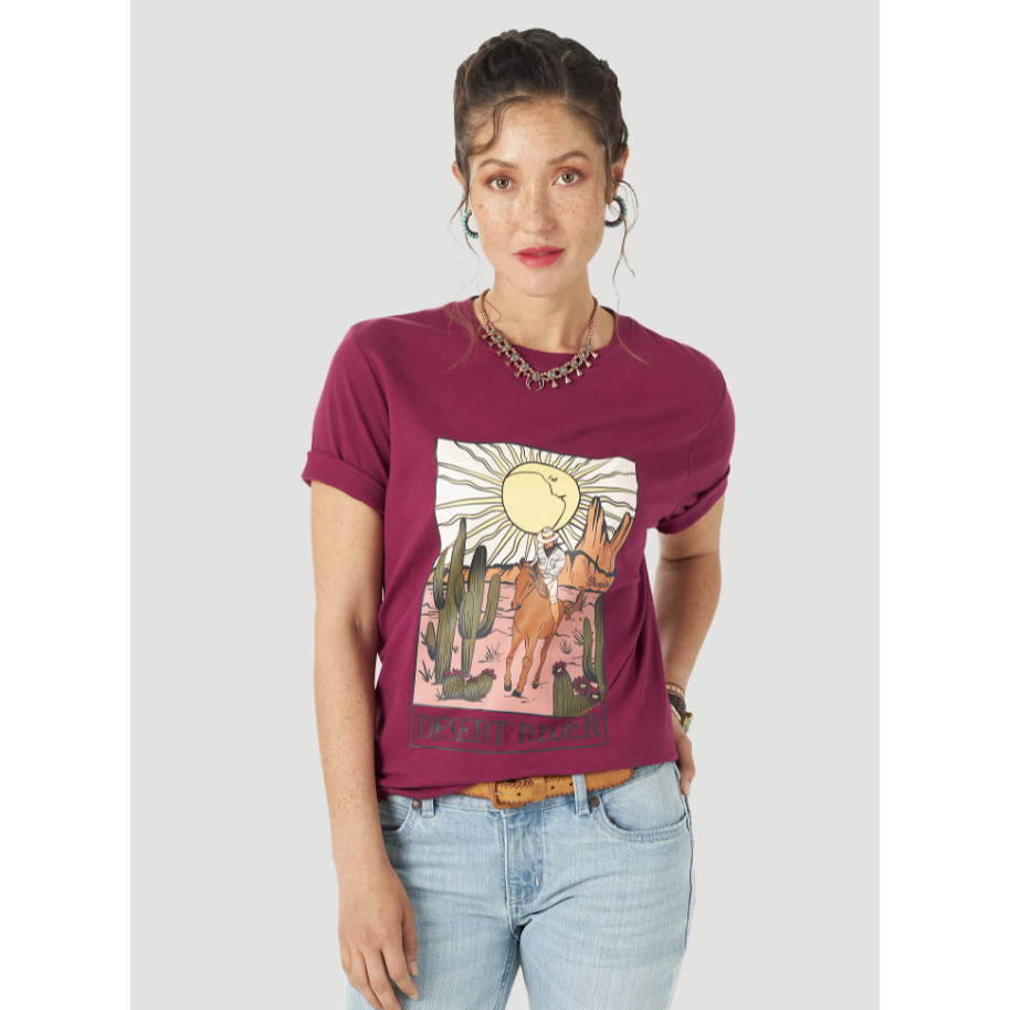 Wrangler Women's Retro® Short Sleeve Desert Rider Graphic Tee - Maroon Purple-Wrangler-Little Giant Kidz